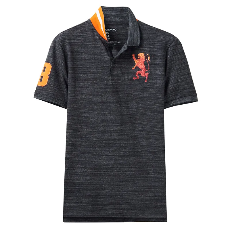 Giordano поло мужское футболка Polo slim fit с короткими рукавами с принтом победоносного льва на груди футболка поло мужская - Цвет: 40Black