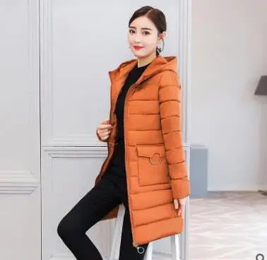 see chat Женская Популярная Новая Женская длинная куртка с большим шерстяным воротником и хлопковой подкладкой, зимняя хлопковая одежда большого размера, пуховик 8805 - Цвет: see chat