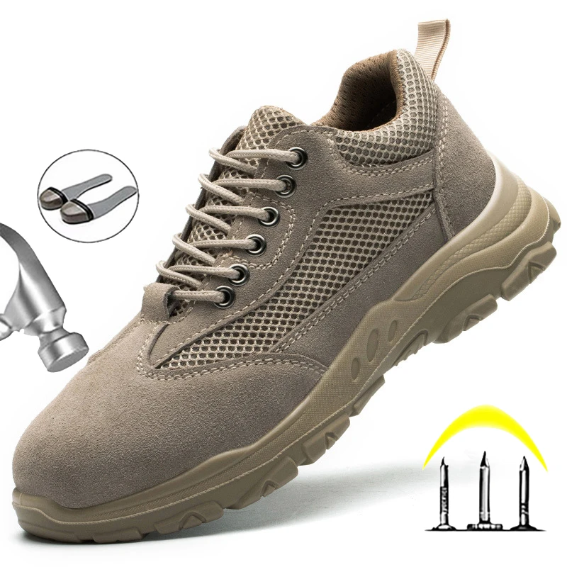 

2021 Safety Shoes Men's Safety Boots With Steel Toe Shoes Working Sneakers Men's Working Boots Ankle Anti-smash Security Shoes