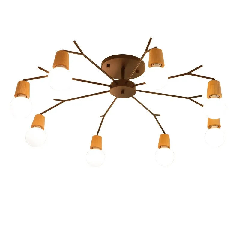 Деревянный светодиодный потолочный светильник E27 современный для гостиной