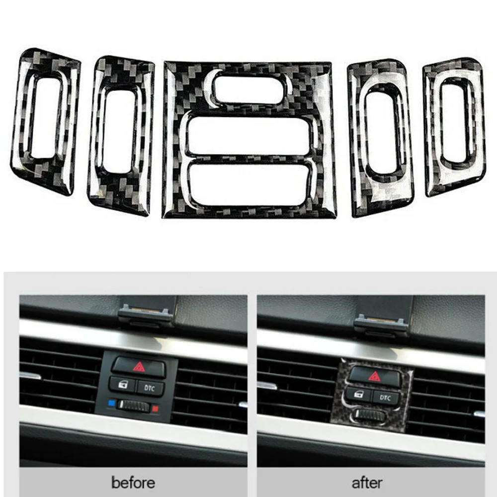 

Запчасти для вентиляционных отверстий автомобиля, 5 шт., внутренняя отделка из углеродного волокна для BMW 3 серии E90 E92 E93 2005-2012, замена