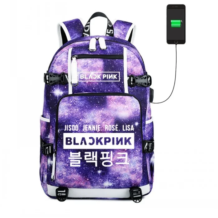 WISHOT KPOP Черный Розовый Дженни Лиза рюкзак на плечо дорожная школьная сумка светящаяся Повседневная зарядка через usb сумки для ноутбука - Цвет: 7