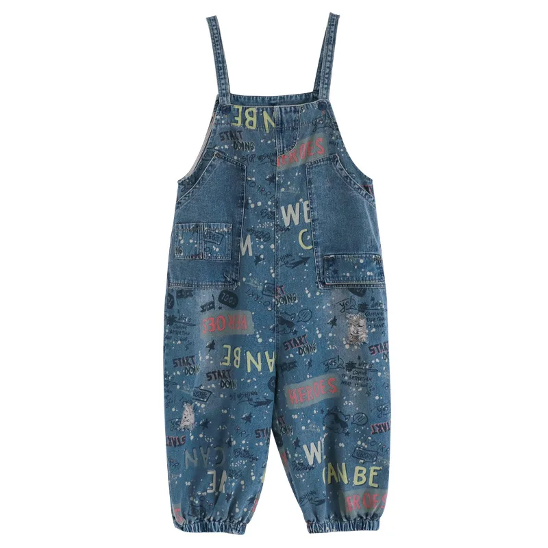 

Max LuLu New Korean Spring Designer Streetwear Womens Vintage Printed Loose Overalls Laides Casual Ripped Jeans Punk Pantalons