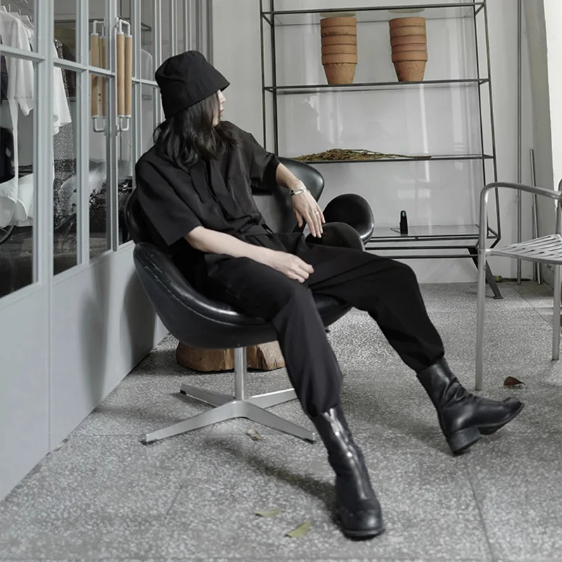 

LANMREM Gothic Short Sleeve Black Jumpsuit For Women 2021 Summer Cool Jumpsuits Female Fashion Streetwear Clothing 2D3711