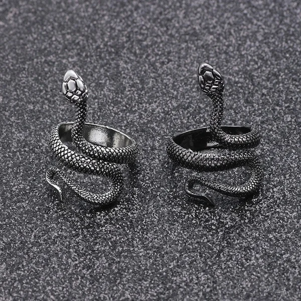 

Snake Ring Animal Style Silver Gold and Black Adjustable Punk Rings for Women Men Alloy Party Jewelry Gifts