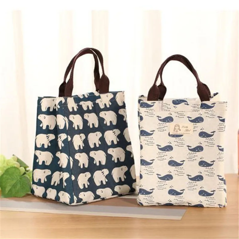

2020 Waterproof Lunch Bag for Women Cooler Lunch Box Bag Tote Canvas Lunch Bag Insulation Package Portable Thermal Lunch Bag