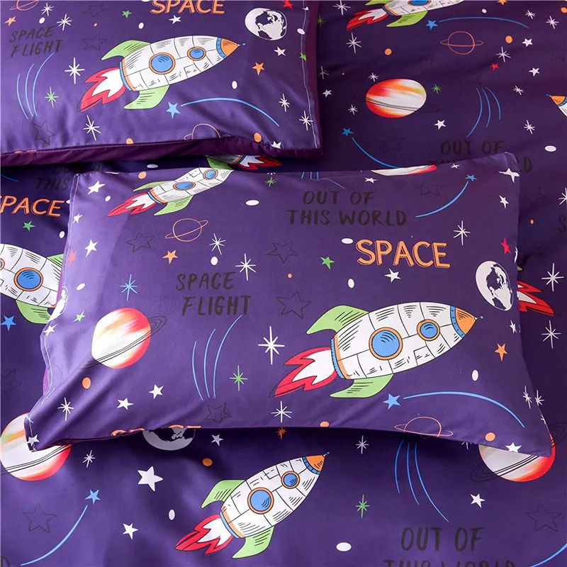 Космическая ракета планета печать постельных принадлежностей стеганое одеяло