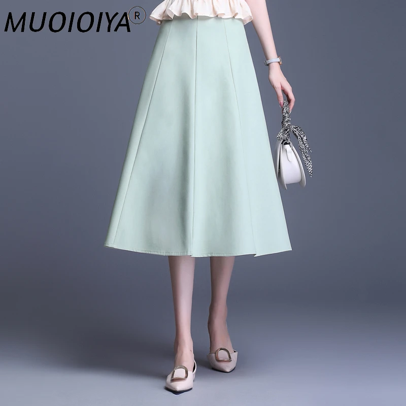 

Vintage Midi One Piece Skirts Women Loose Solid High Waist Chiffon Skirts Female Spring Summer Office Lady Elegant Casual Skirts