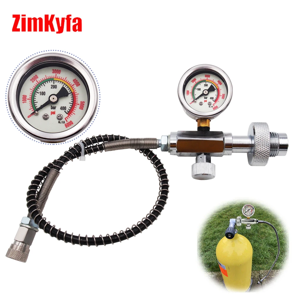 

Paintball PCP Air Rifle Fill Station Refill Charging Adapter for Diving Cylinders w/ G5/8" Din Adaptor and 50cm Spring Hose