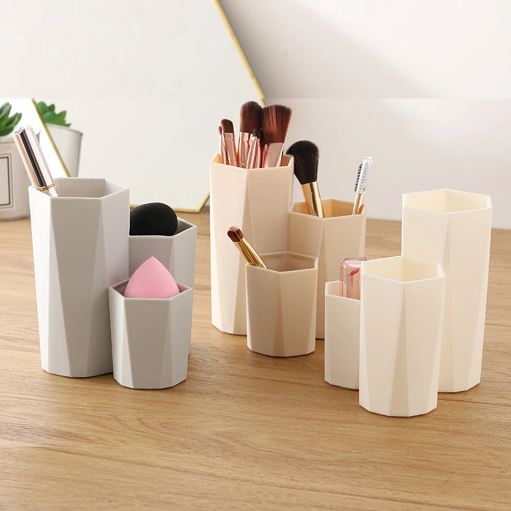 3 отделения коробка для хранения косметических кистей макияжа настольный