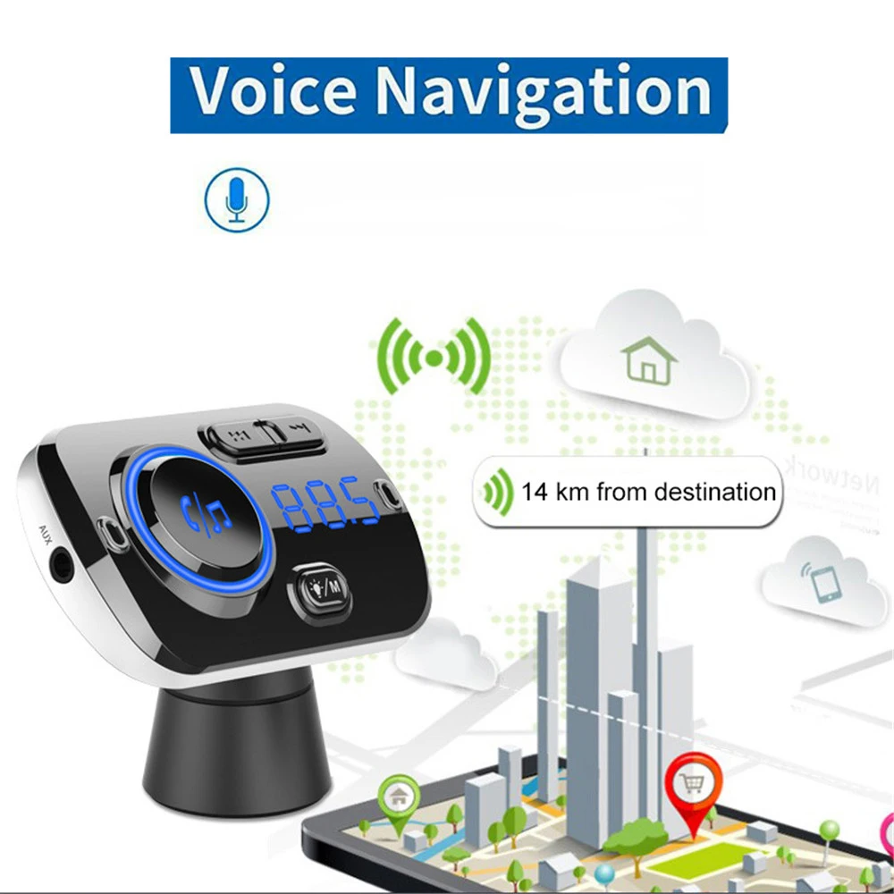 

NEW Car Charger Bluetooth 5.0 FM Transmitter Modulator Handsfree Car Radio Power Adapter MP3 Player Audio Bluetooth Transmitter