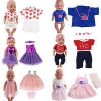doll skirt t shirt strawberry clothes fit 18 inch american doll 40 43cm born baby accessories for baby birthday festival gift