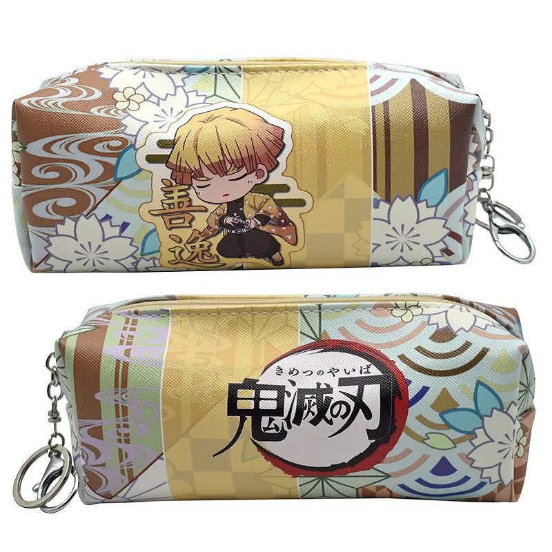 

New Anime Demon Slayer: Kimetsu no Yaiba Synthetic Leather Pencil Pouch Kamado Tanjirou Cartoon Character Cosmetic Bag