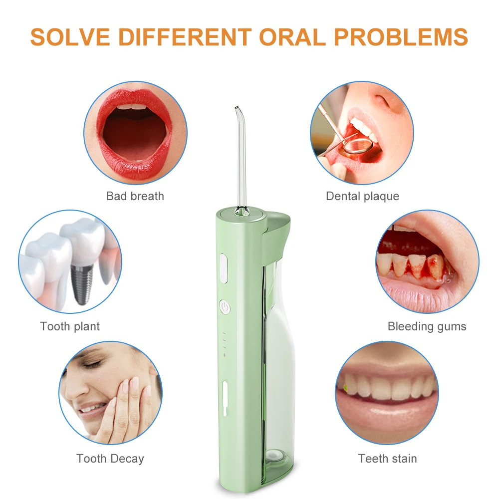 

Mini Portable Oral Irrigator Dental Irrigator Teeth Water Flosser Bucal Tooth Cleaner Waterpulse 160ML 3 Jet Tip Pick