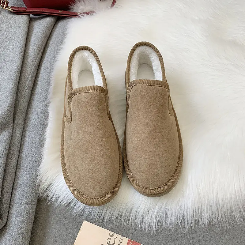 

DEEPTOWN 2021 Women's Ankle Boots Snow Boot Woman Winter Platform Shoes Fashion Female Warm Korean Slip-on Couple Casual