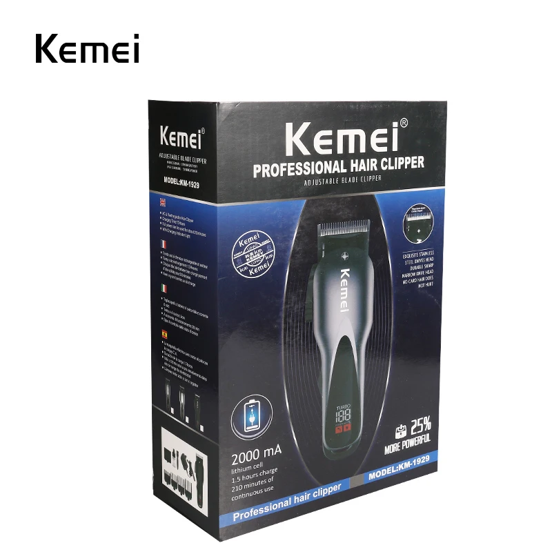 

Kemei-1929 Electric Trimmer Beard Trimmer Professional Hair Clipper Rechargeable Hair Cutting Machine Electric Trimmer Razor