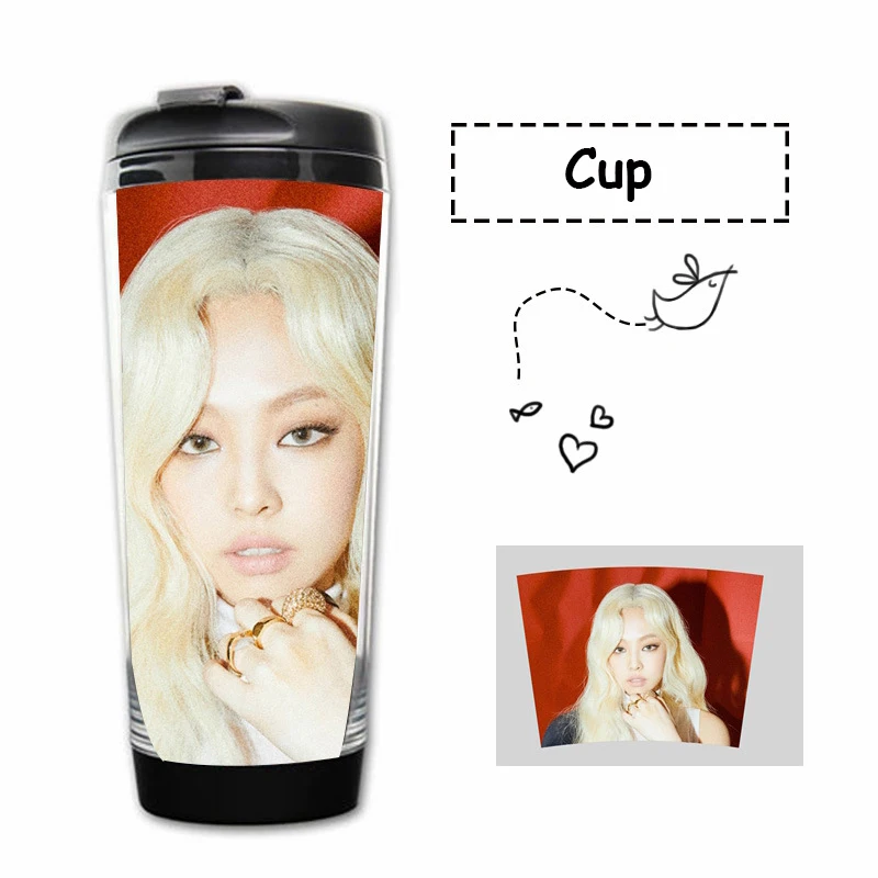 JENNIE Kpop BLACKPINK постер водяная чашка BLACKPINK Curve чашка с двойными стенками пластиковая чашка BLACKPINK Fans подарки, Прямая поставка - Цвет: JENNIE