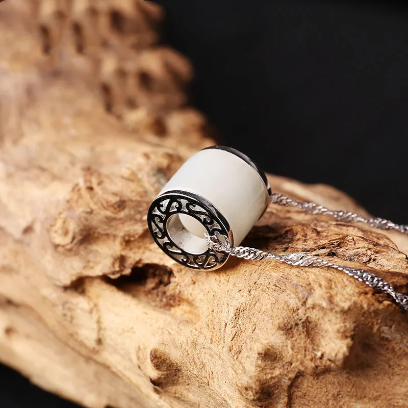 Женский нефритовый кулон Hetian из серебра пробы с нефритовым нефритом И Нефритовое