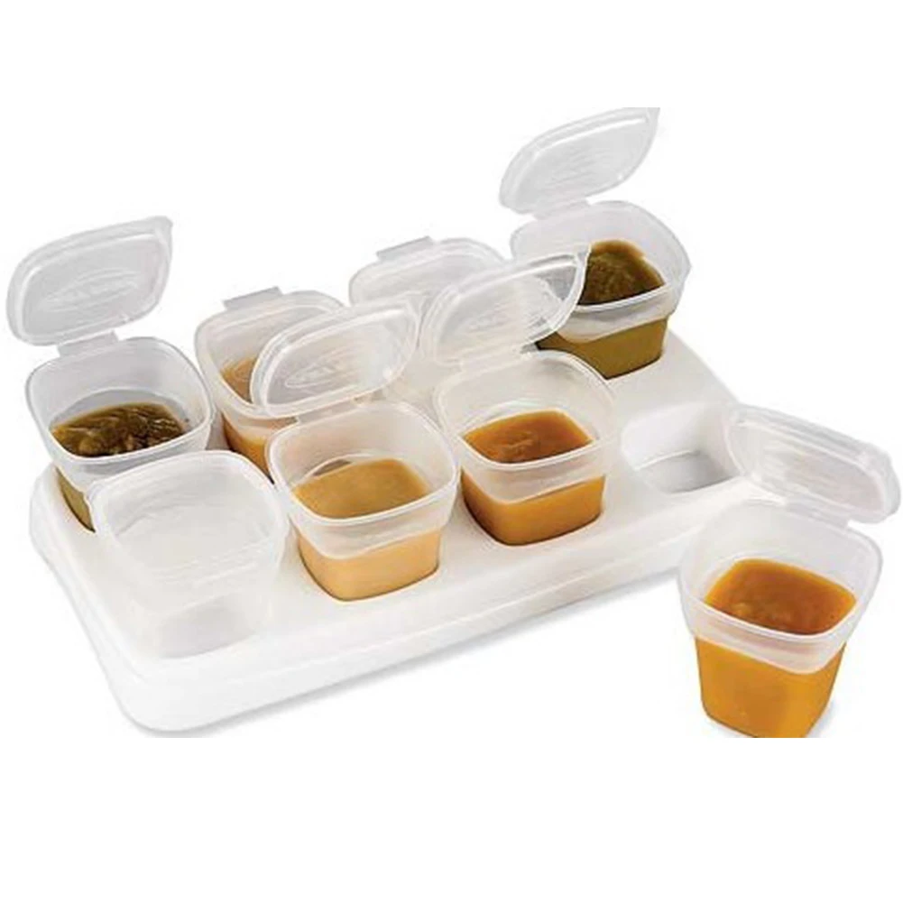 9pcs/Set Rice Baby Food Box Grade Freezing Cube Infant Microwave Kids Tool Feeding Pot Snacks Containers Gruel Storage 70ml | Мать и