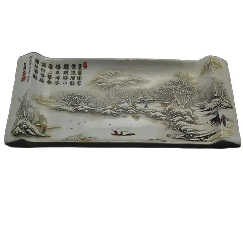 Пастельный Снежный пейзаж маленькая антикварная винтажная мебель коллекционная