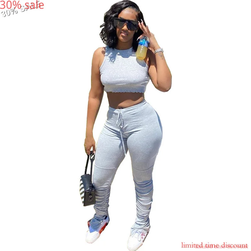  30% распродажа летние леггинсы комплект из двух предметов укороченный топ штаны 2