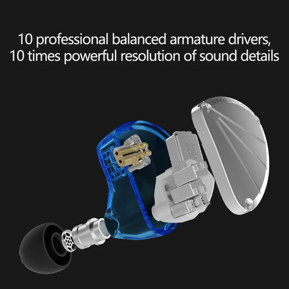 KBEAR KB10 5 излучателю с уравновешенным якорем в ухо наушники Hi Fi монитор басом 2PIN