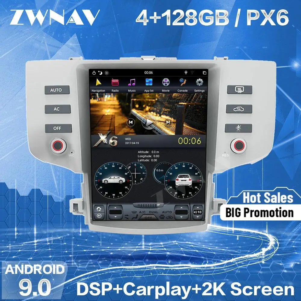 128G Tesla экран для 2005 2006 2007 2008 2009 Toyota Reiz Android 9 автомобильный мультимедийный плеер GPS