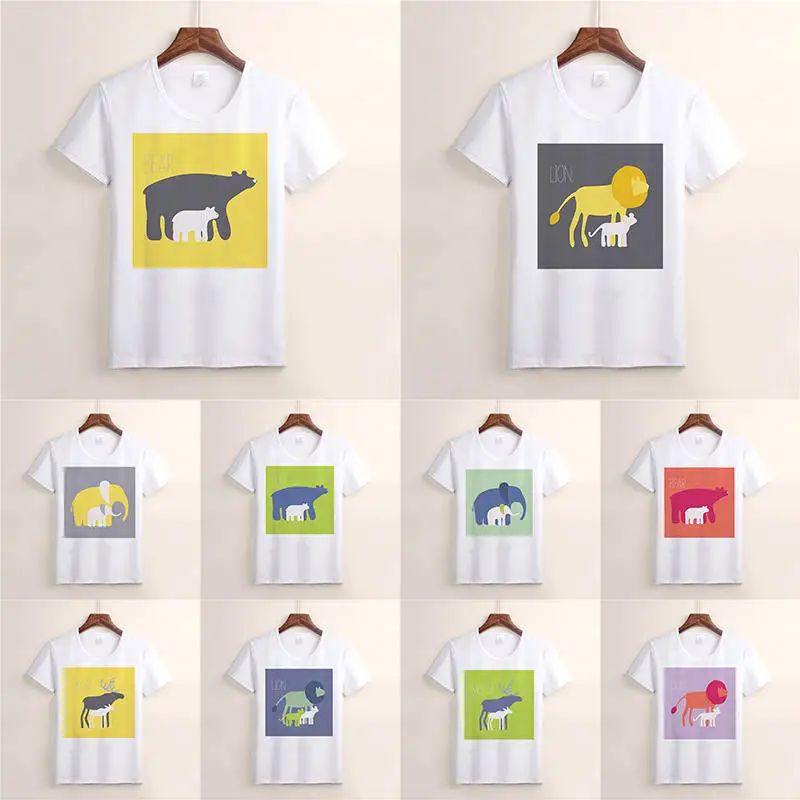 Хлопок модал эстетика футболка брызги цвет животных силуэт печати короткий