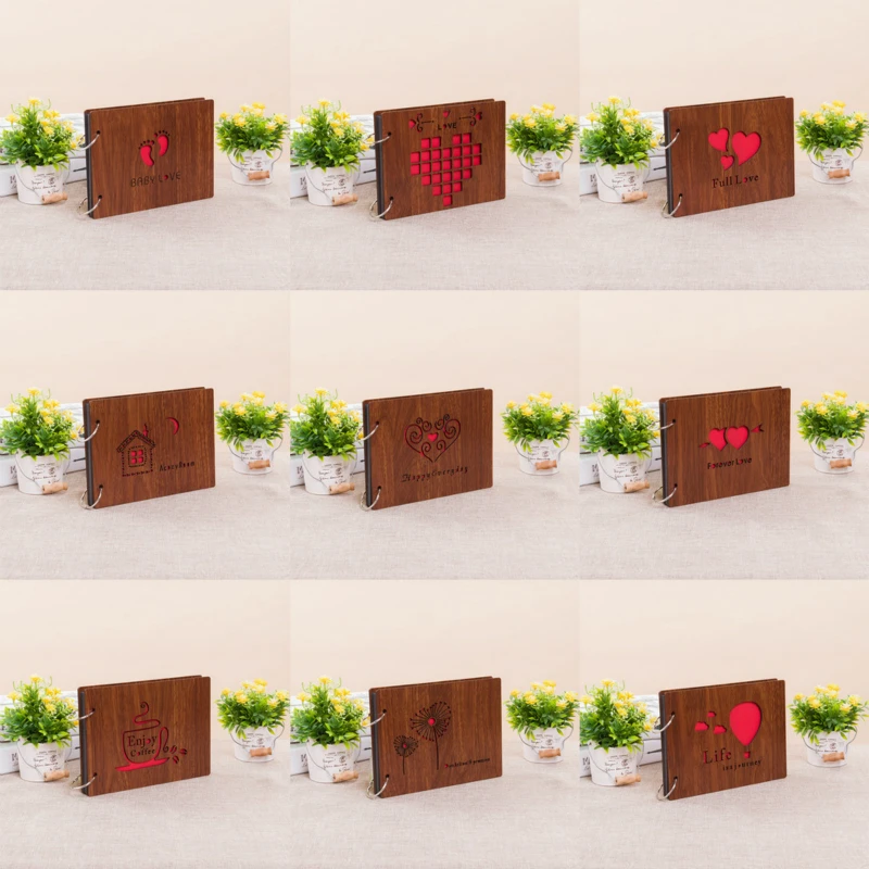 Фотоальбом 8 дюймов с деревянной обложкой Любовь Мемориал ручная работа россыпью