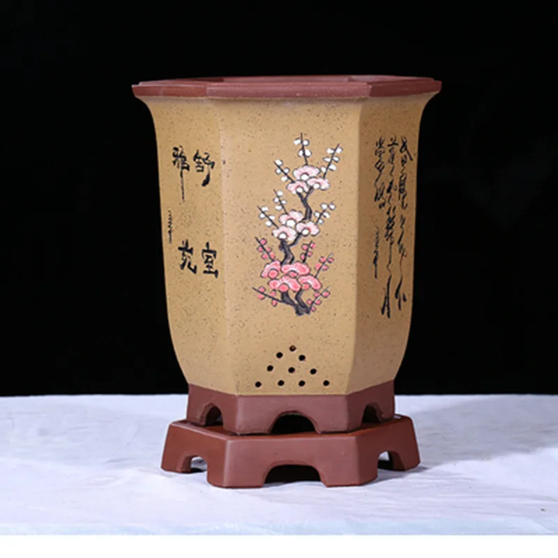 Фиолетовый песок керамический горшок для цветов бассейна с подносом Кливия сад