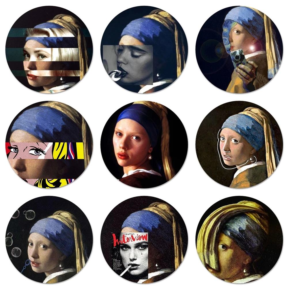 

Девушка с жемчугом Серьги Vermeer значки значок Металлические Значки для фотографий