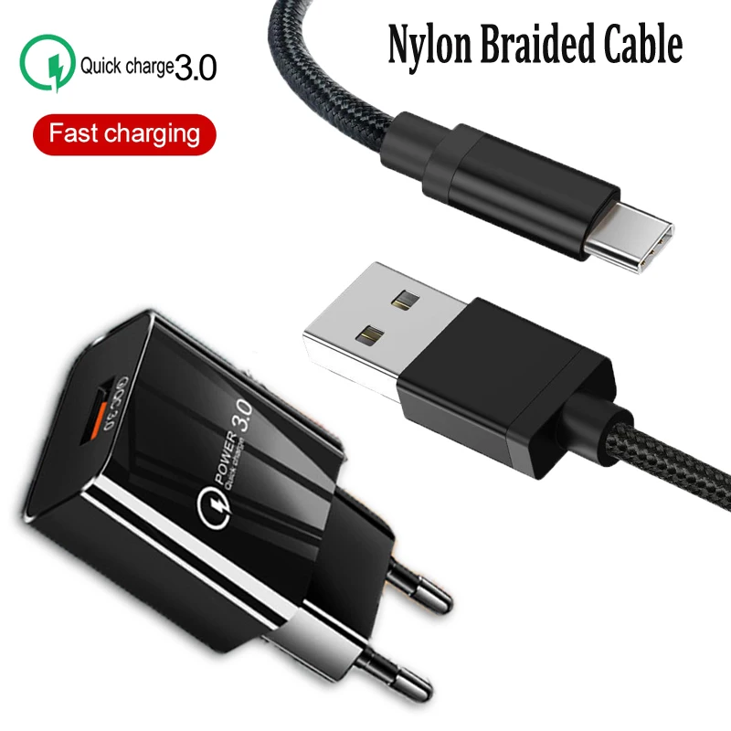 QC 3 0 быстрое зарядное устройство Плетеный USB кабель Type-C для Huawei P30 P20 Mate 30 20 Pro Lite