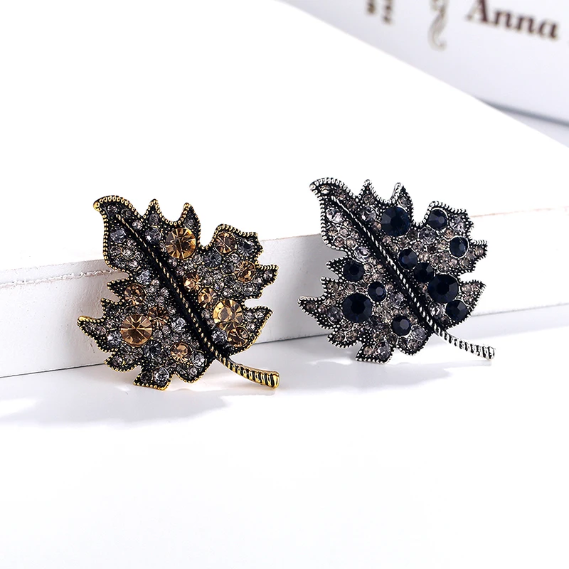 Цветная брошь в форме кленового листа булавки одежда для женщин свадебные стразы