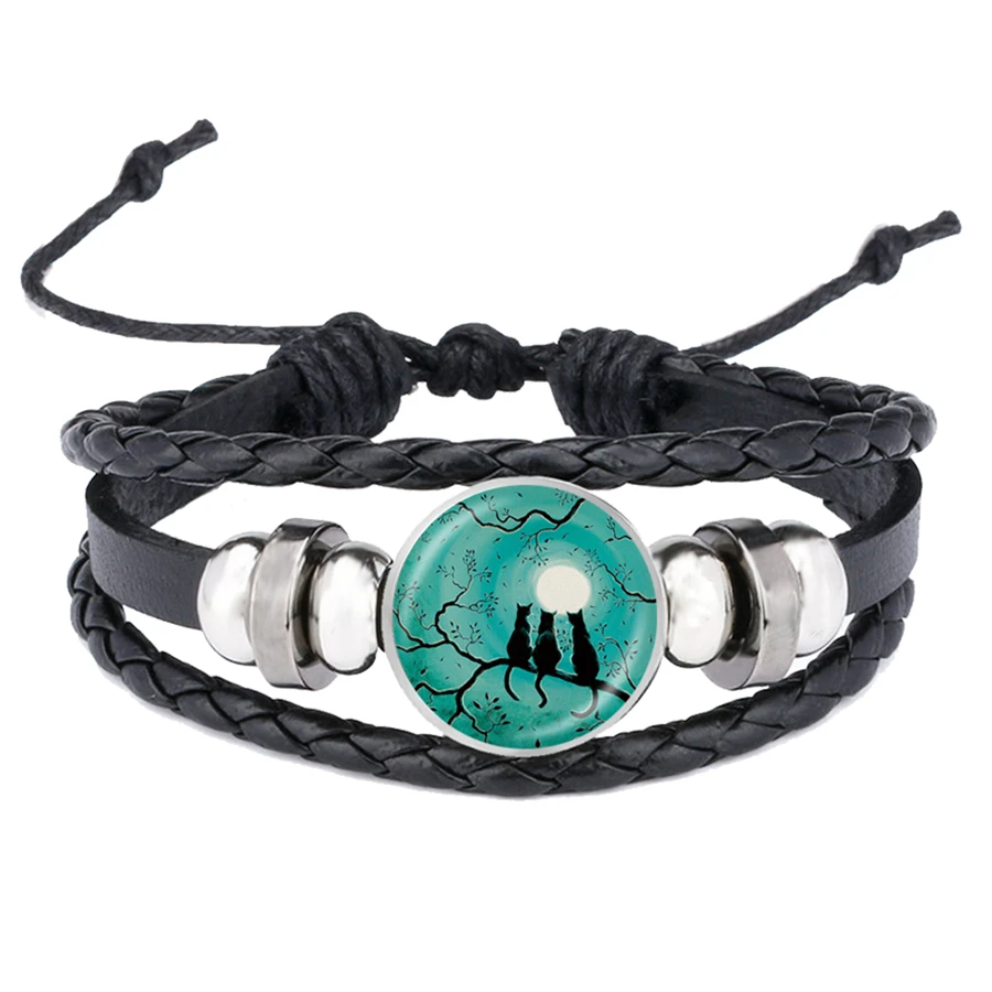 Новые браслеты с полной луной три кота на дереве астрономией Жуткий Хэллоуин