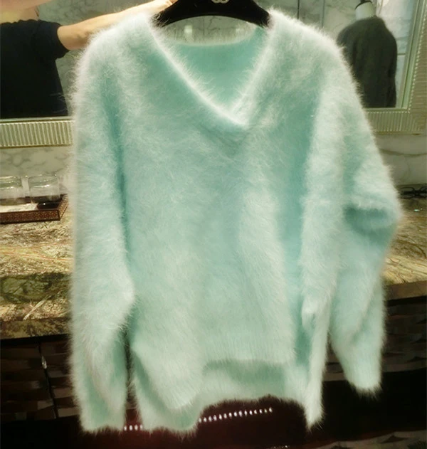 

Style Soft Fluffy Angola New Genuine Sweater Women Mink Cashmere Free Shipping S1958