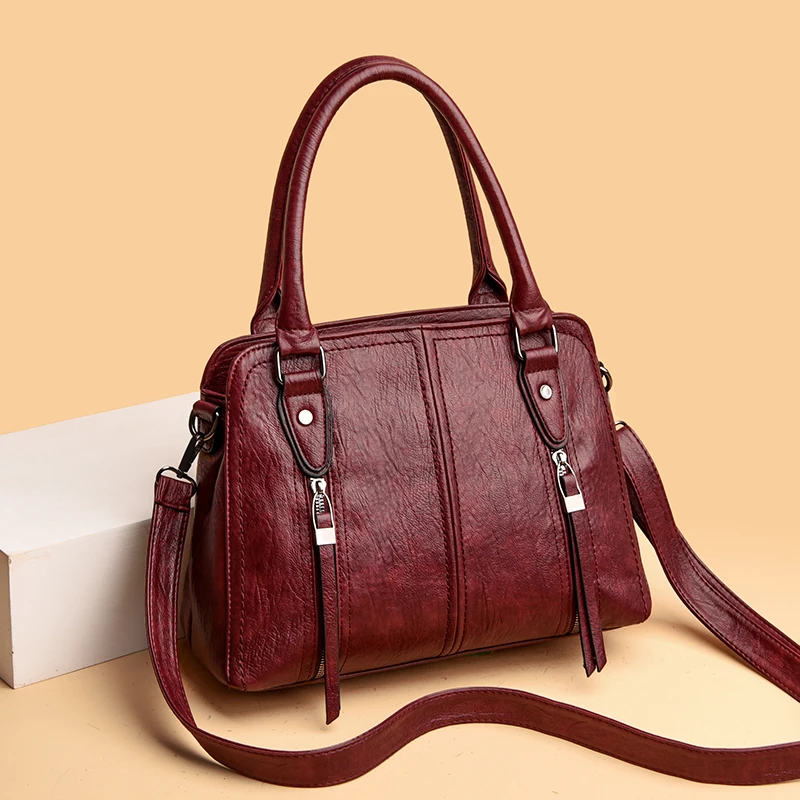 Ladies Fashion Crossbody Bags 2021 High Capacity Retro Shoulder Bag Handbag Female High Quality PU Leather Women Messenger Bag