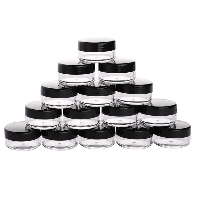 

10Pcs 2g/3g/5g Plastic Cosmetics Jar Box Makeup Cream Nail Art Bead Storage Pot Container Round Bottle Clear Case