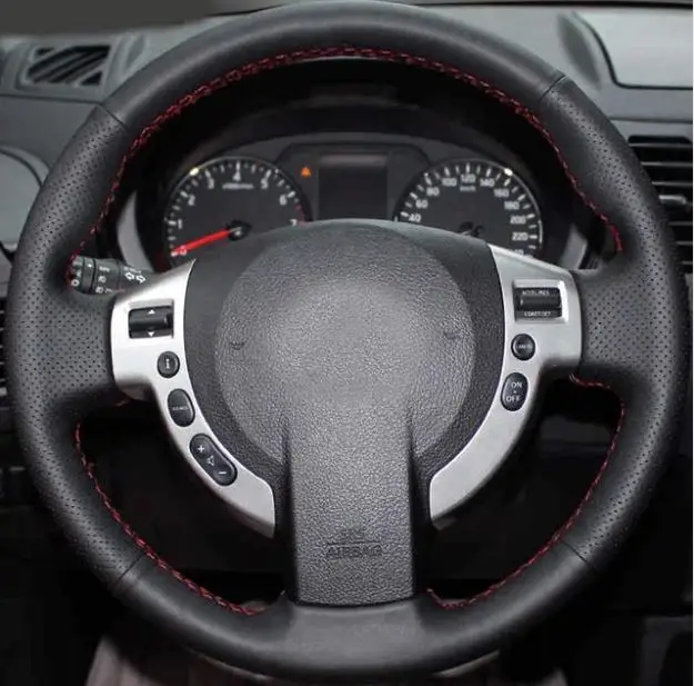

Sew-on genuine leather car steering wheel cover Car accessories For Nissan Qashqai J10 X-TRAIL NV200 (2008-2012) Car-Styling