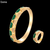 donia jewelry fashion three dimensional triangle enamel copper micro inlaid aaa zircon bracelet set creative opening ladies ring