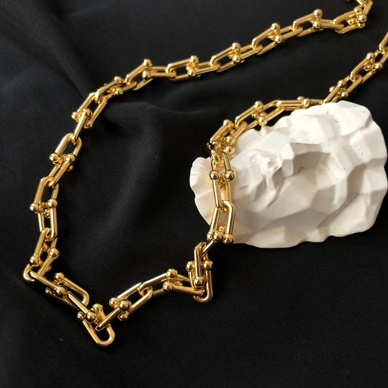 Женское Ожерелье с металлической пряжкой FFLACELL короткое ожерелье в стиле хип хоп