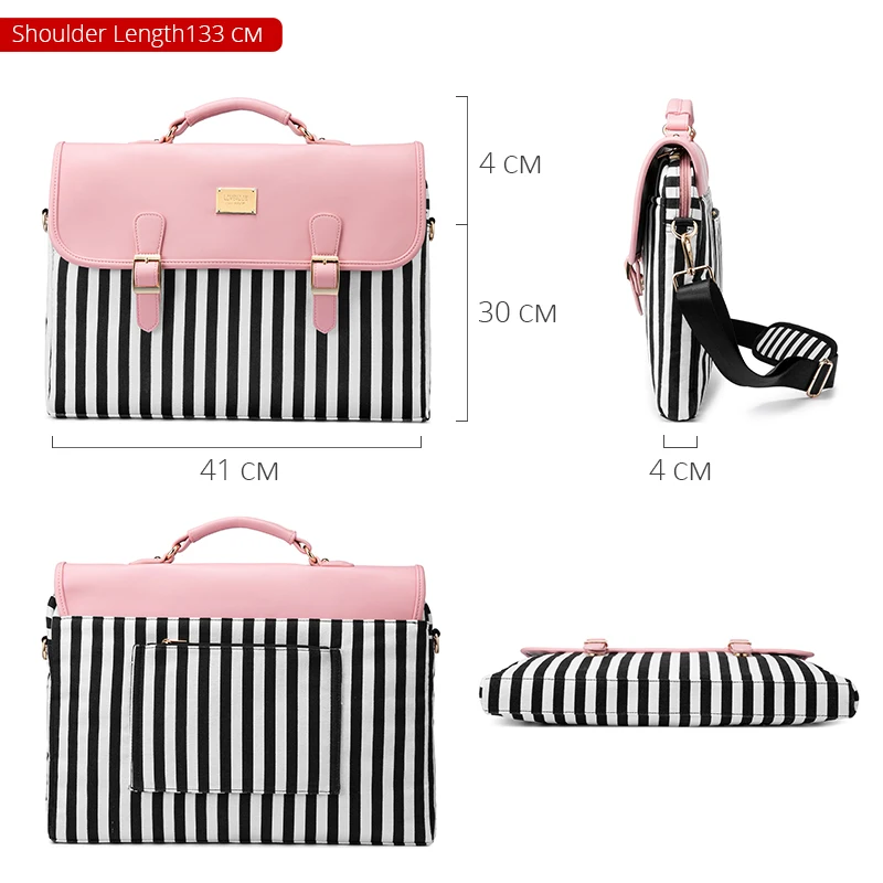 LOVEVOOK women handbag fashion stripe canvas laptop bags for office ladies 2020 shoulder crossbody bag business trip |