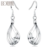 doteffil 925 sterling silver third line water drops earrings for women best gift wedding engagement party jewelry
