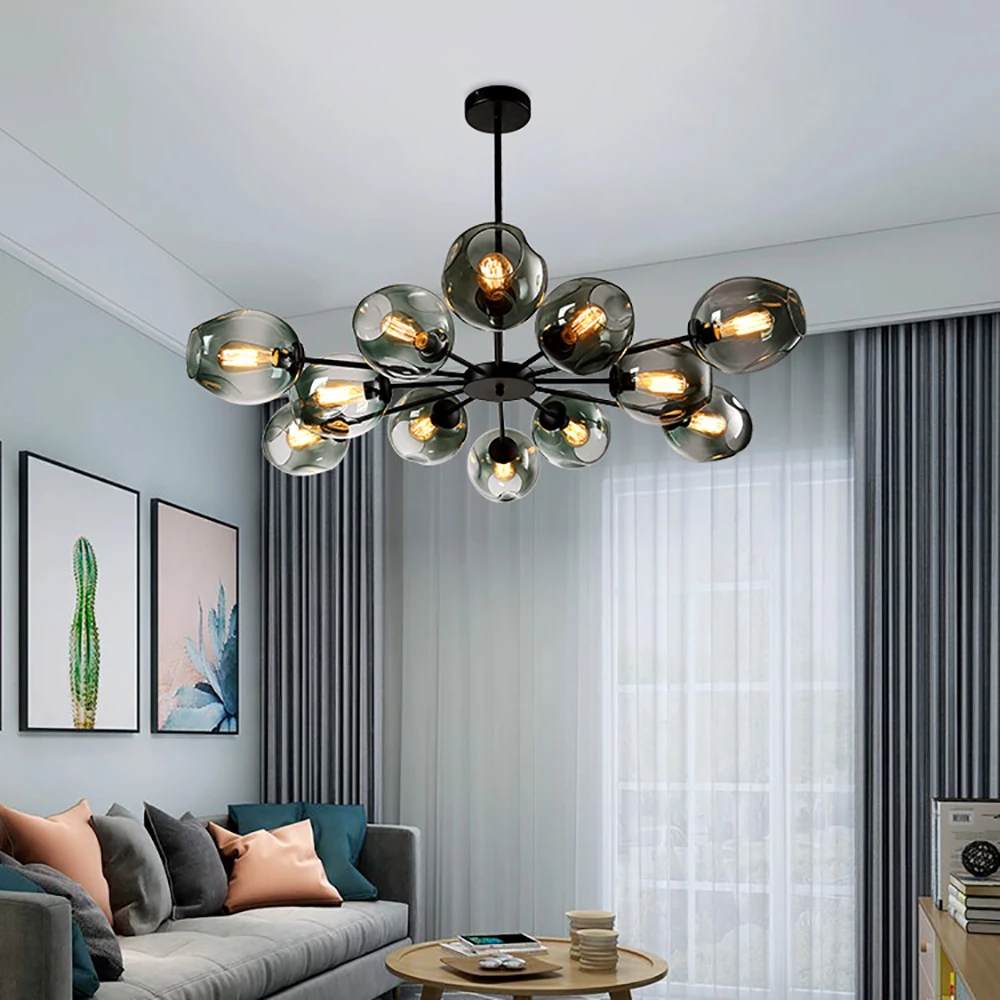 

Nordic LED Glass Iron Chandelier Lighting Dining Room Decoration,Living Room Chandeliers Indoor Hanging Lamps Lighting Fixtures