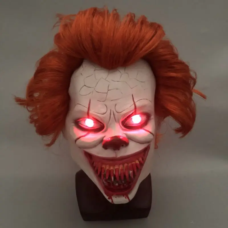 Светодиодный страшный Стивен Кинг латексная маска It Chapter 2 Pennywise клоун Косплей вспышка Хэллоуин маски кровавая вечеринка костюм реквизит