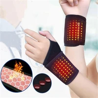 1pair black tourmaline self heating wrist brace arthritis pain relief magnetic therapy braces belt health care sports protection
