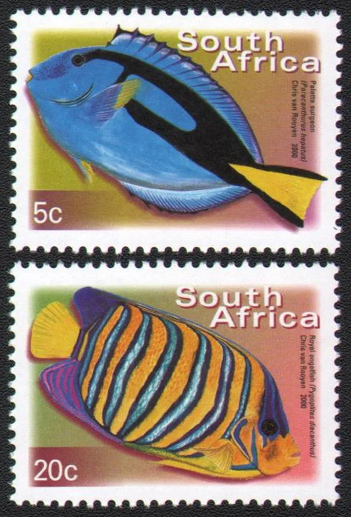 

2 шт./компл. Новый Почтовый штамп Южной Африки 2000, штампы с тропическими орнаментными рыбками MNH