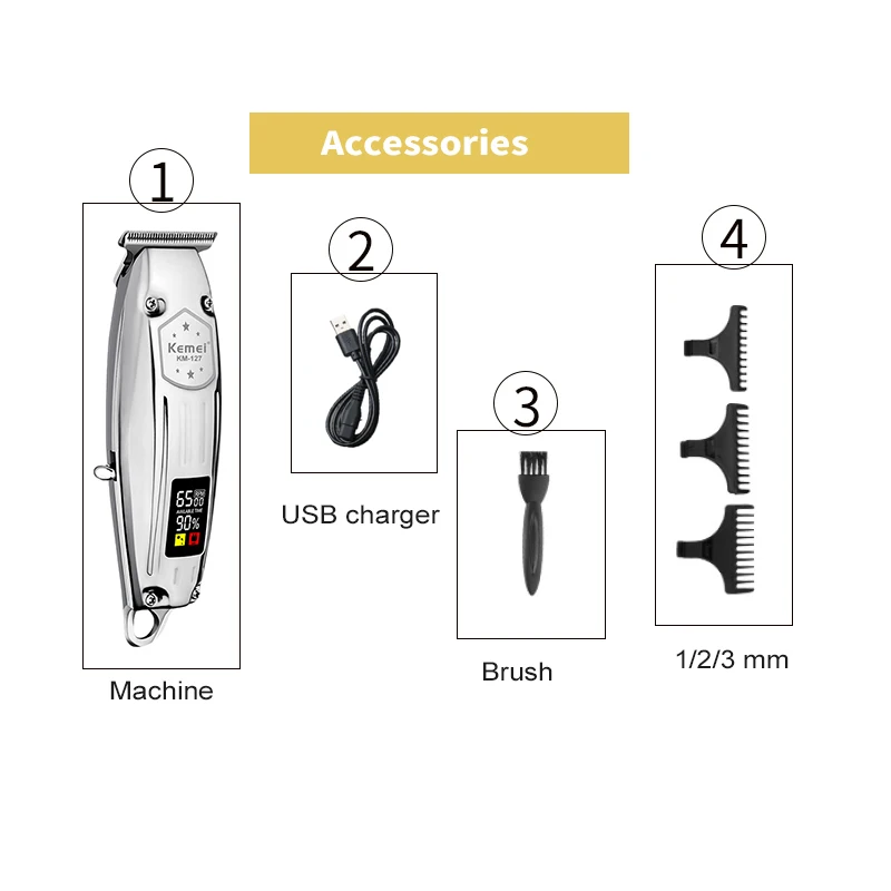 Профессиональная машинка для стрижки волос Kemei полностью металлический триммер