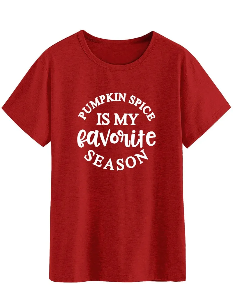 

Женская футболка с надписью «Pumpkin Spice Is My Favorite Season», хипстерская Повседневная Уличная футболка красного цвета