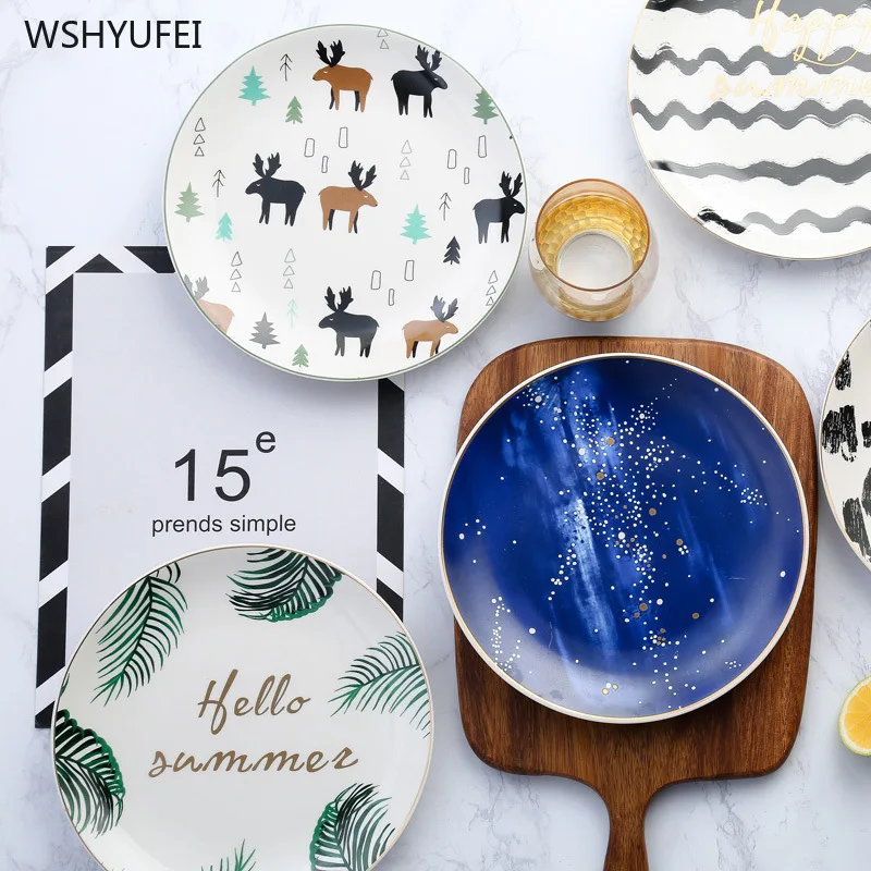 Керамическая тарелка для европейских тропических лесов фарфоровая