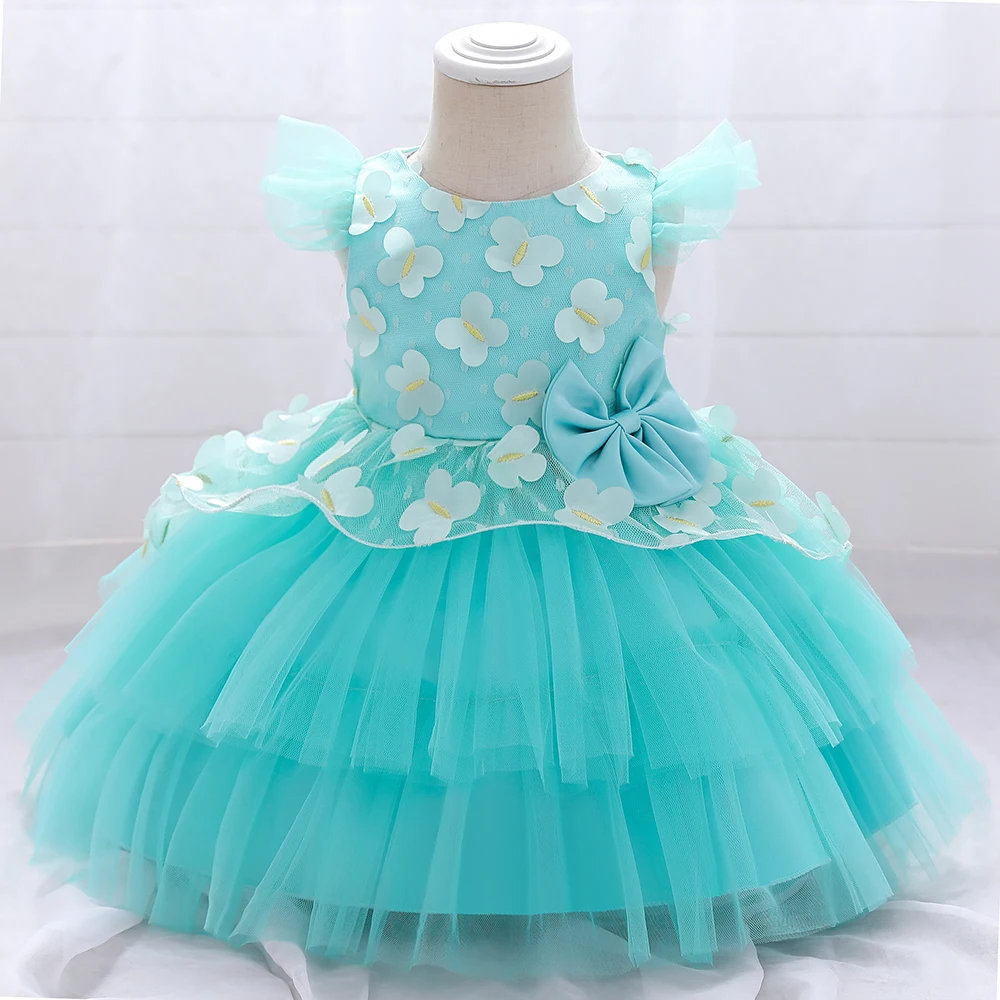 

2022 платье для маленьких девочек на 1 год, платье принцессы с цветами на день рождения для ребенка, платье для крещения вечерние вечеринку, св...